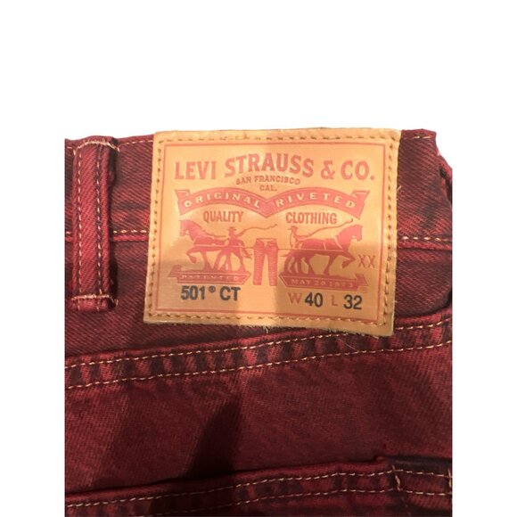LEVI’S Men’s 501 CT Custom Tapered W40‎ L32 Button Fly Red Denim, Colored Denim - Picture 8 of 8